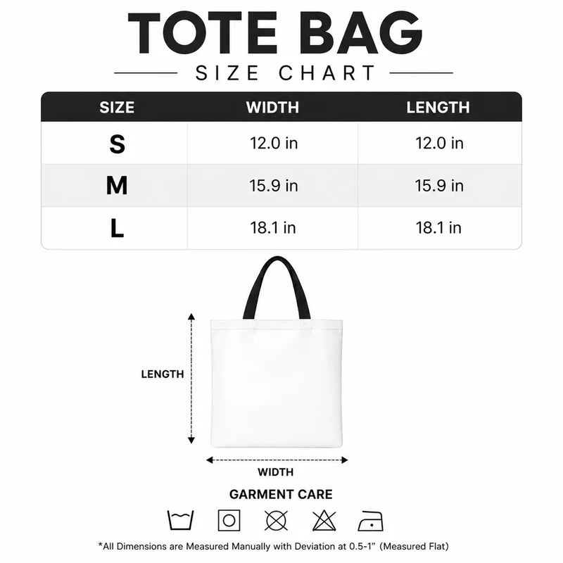 Florida Undead Mascot Tote Bag - Size Chart